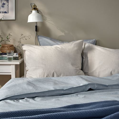 IKEA - BERGPALM, pillowcase, grey-striped, 50x60 cm