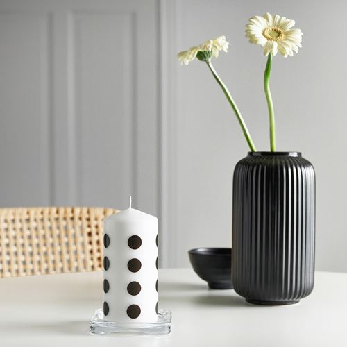 IKEA - FENOMEN, block candle, black-white, 14 cm