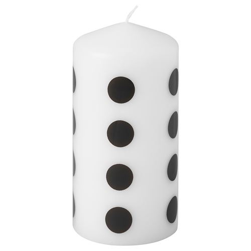 IKEA - FENOMEN, block candle, black-white, 14 cm