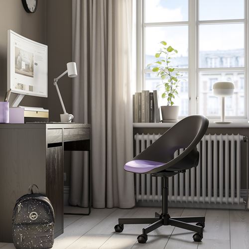 IKEA - ELDBERGET/MALSKAR, office chair, dark grey black-lilac