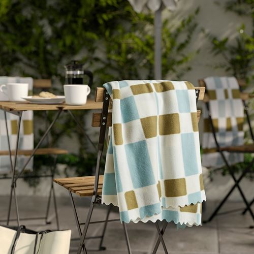 IKEA - SVARTFIBBLA, throw, white-blue-green, 120x160 cm