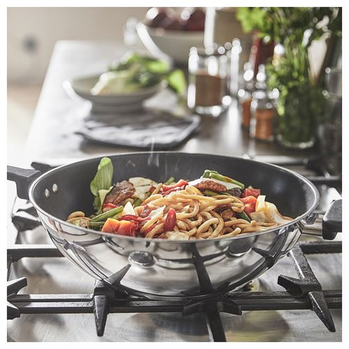 IKEA - MIDDAGSMAT, wok, non-stick coating-stainless steel, 32 cm