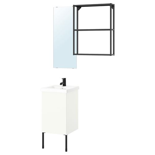 IKEA - ENHET/TVALLEN, bathroom furniture set, anthracite-white, 44x43x87 cm