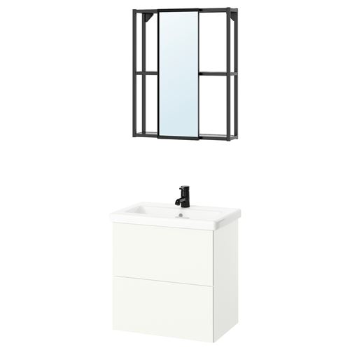 IKEA - ENHET/TVALLEN, bathroom furniture set, white/anthracite, 64x43x65 cm