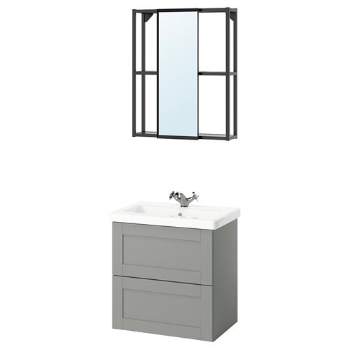 IKEA - ENHET/TVALLEN, banyo mobilyası seti, gri-antrasit, 64x43x65 cm