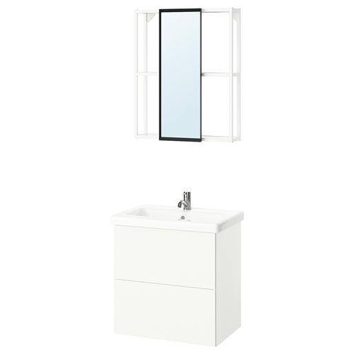 IKEA - ENHET/TVALLEN, bathroom furniture set, white, 64x43x65 cm