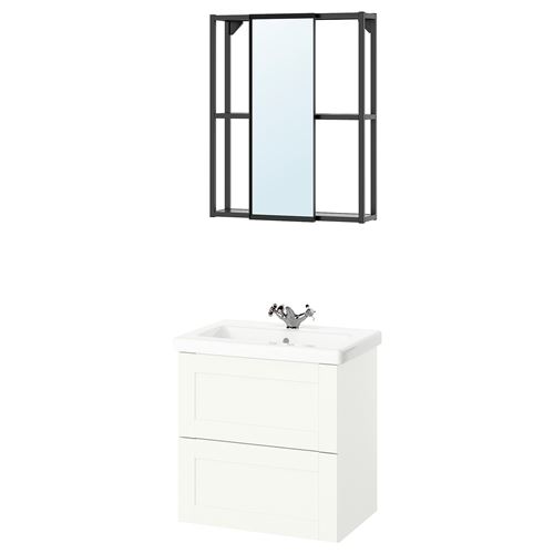 IKEA - ENHET/TVALLEN, bathroom furniture set, white/anthracite, 64x43x65 cm