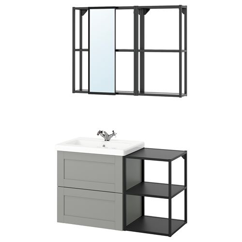 IKEA - ENHET/TVALLEN, bathroom furniture set, gray-anthracite, 102x43x65 cm