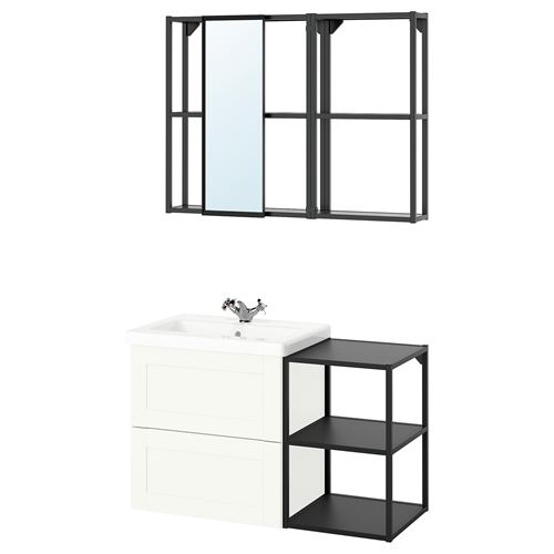 IKEA - ENHET/TVALLEN, bathroom furniture set, white/anthracite, 102x43x65 cm