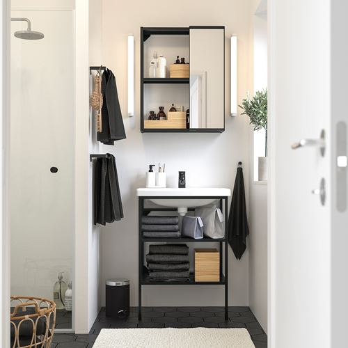 IKEA - ENHET/TVALLEN, banyo mobilyası seti, antrasit, 64x43x87 cm