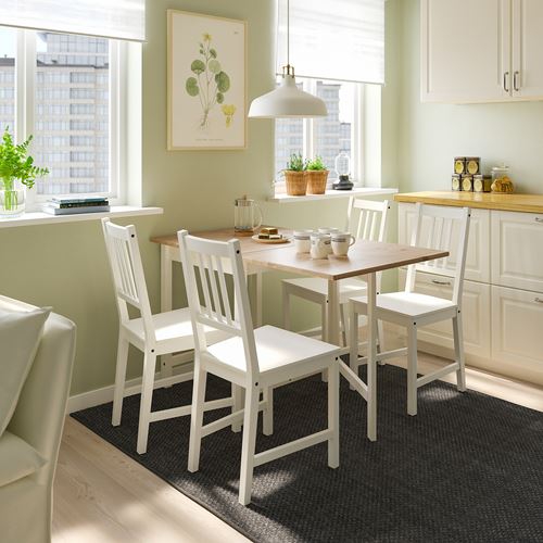 IKEA - PINNTORP/STEFAN, mutfak masası takımı, açık kahverengi-beyaz, 4 sandalyeli
