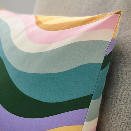 IKEA - MYGGBLOMSTER, lace pillow cover, blue-multicolor, 50x50 cm