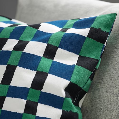 IKEA - PLATTLUMMER, lace pillow cover, green/blue, 50x50 cm