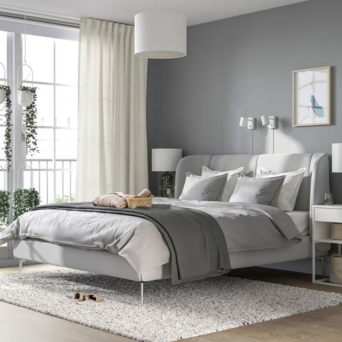 IKEA - TUFJORD/LÖNSET, double bed, tallmyra white/black, 140x200 cm