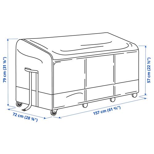 IKEA - VATTERSÖ, outdoor storage box, dark grey, 156x72x79 cm