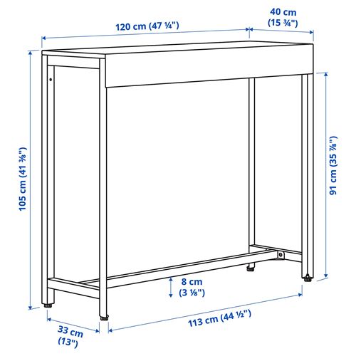 IKEA - BATSKAR, bar masası, koyu gri