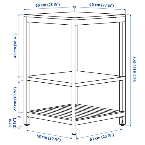 IKEA - BATSKAR, dış mekan mutfak adası, koyu gri, 60x60 cm