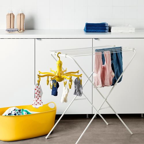 IKEA - PRESSA, laundry drying rack, yellow