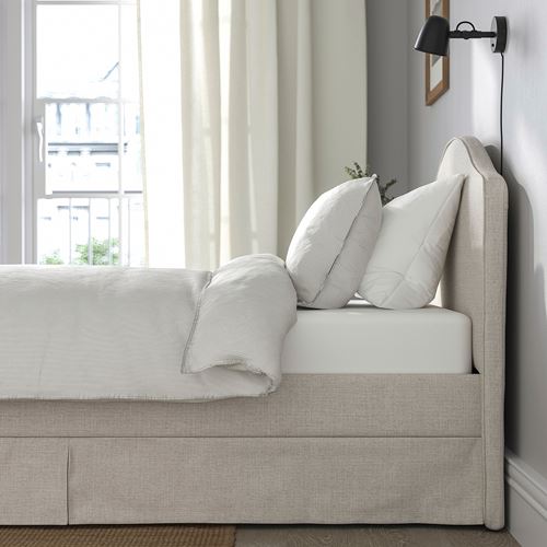 IKEA - RAMNEFJALL/LURÖY, single bed, kilanda light beige, 90x200 cm