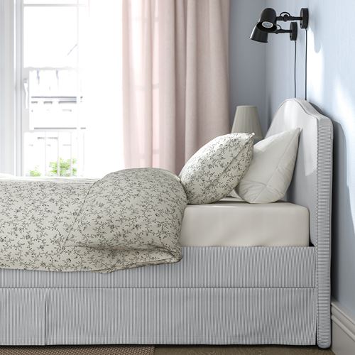 IKEA - RAMNEFJALL/LURÖY, double bed, klovsta gray-white, 140x200 cm