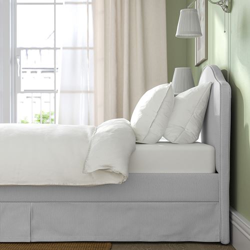 IKEA - RAMNEFJALL/LURÖY, single bed, klovsta gray-white, 90x200 cm