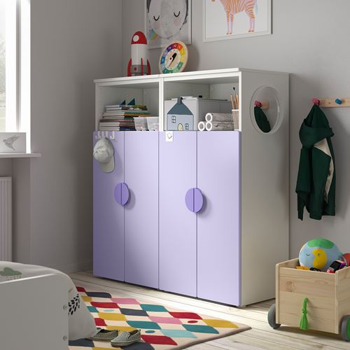 IKEA - PLATSA/SMASTAD, children wardrobe combination, white-lilac, 120x42x123 cm