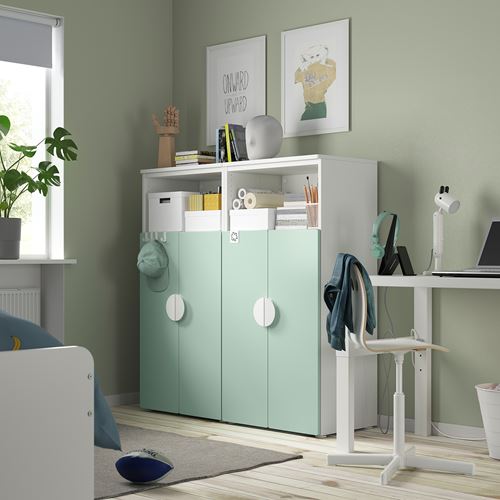 IKEA - PLATSA/SMASTAD, children wardrobe combination, white/light green, 120x42x123 cm