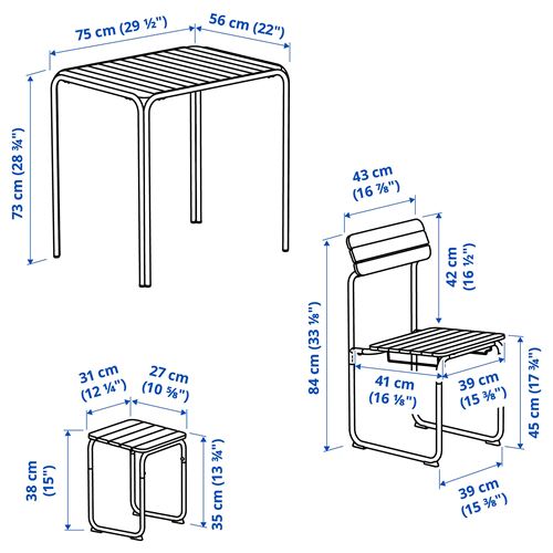 IKEA - FURUÖN, masa-sandalye-tabure seti, kahverengi