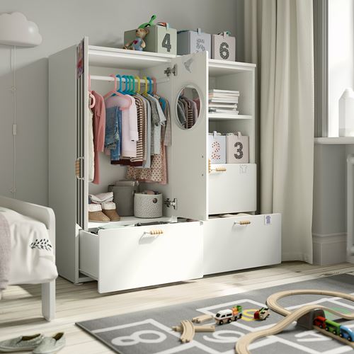 IKEA - PLATSA/SMASTAD, children wardrobe combination, white-red-striped, 120x42x123 cm