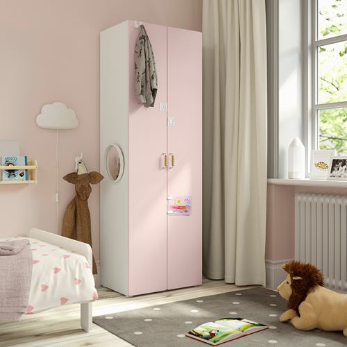 IKEA - PLATSA/SMASTAD, children's wardrobe, white/pale pink, 60x42x181 cm