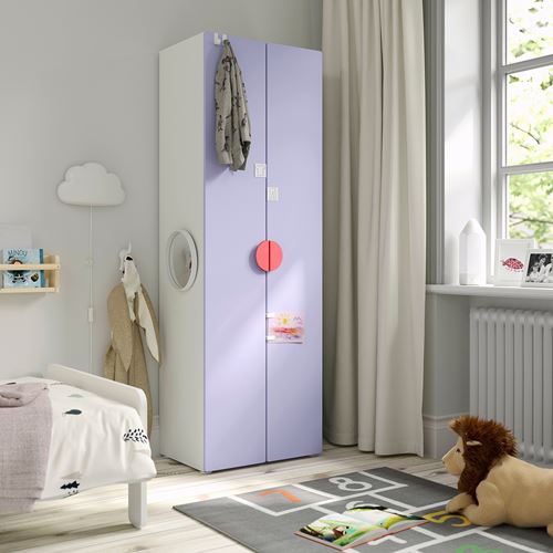 IKEA - PLATSA/SMASTAD, children's wardrobe, white-lilac, 60x42x181 cm