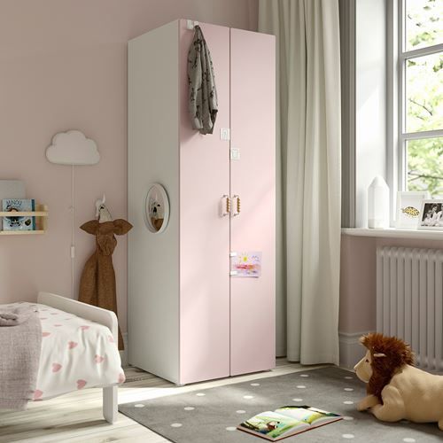 IKEA - PLATSA/SMASTAD, children's wardrobe, white/pale pink, 60x57x181 cm