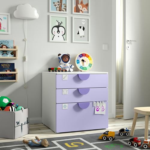 IKEA - PLATSA/SMASTAD, children's chest of drawers, white-lilac, 60x57x63 cm