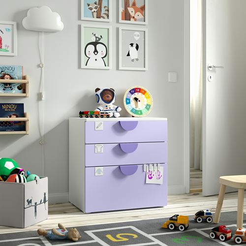 IKEA - PLATSA/SMASTAD, children's chest of drawers, white-lilac, 60x42x63 cm