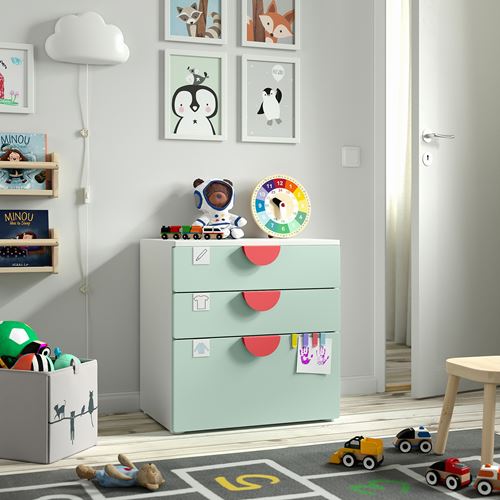 IKEA - PLATSA/SMASTAD, children's chest of drawers, white/light green, 60x42x63 cm