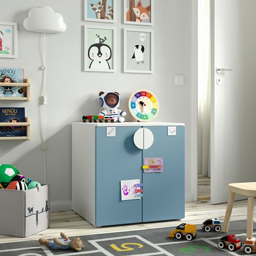 IKEA - PLATSA/SMASTAD, children's cabinet, white-blue, 60x57x63 cm