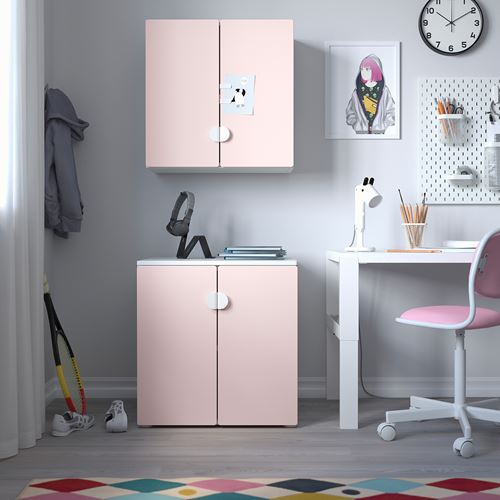 IKEA - SMASTAD, children wall cabinet, white/pale pink, 60x30x60 cm