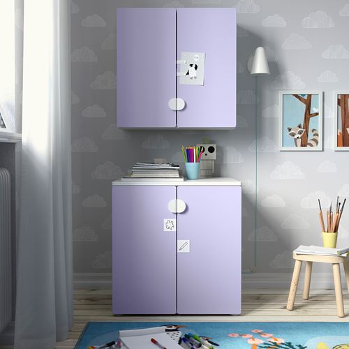 IKEA - SMASTAD, children wall cabinet, white-lilac, 60x32x60 cm