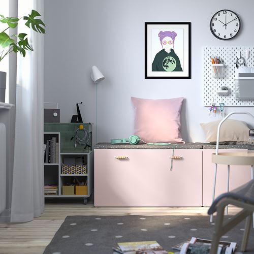 IKEA - SMASTAD, storage unit-bench, white/pale pink, 90x50x48 cm