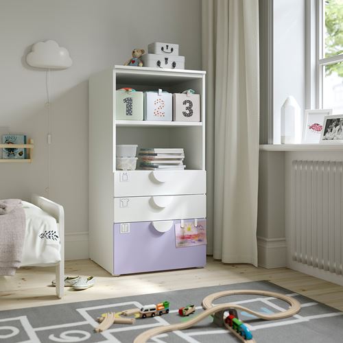 IKEA - PLATSA/SMASTAD, children's bookcase, white-lilac, 60x57x123 cm