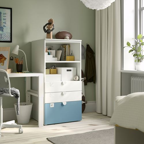 IKEA - PLATSA/SMASTAD, children's bookcase, white-blue, 60x57x123 cm