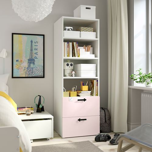 IKEA - PLATSA/SMASTAD, children's bookcase, white/pale pink, 60x57x181 cm