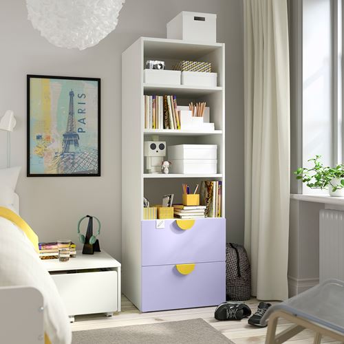 IKEA - PLATSA/SMASTAD, children's bookcase, white-lilac, 60x57x181 cm