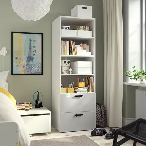 IKEA - PLATSA/SMASTAD, children's bookcase, white/grey, 60x57x181 cm