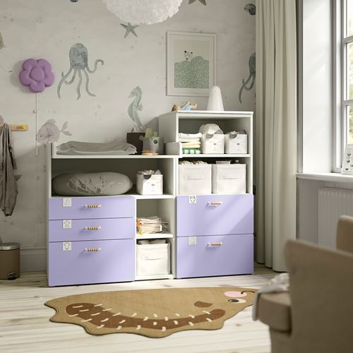 IKEA - PLATSA/SMASTAD, changing table and chest, white-lilac, 150x79x123 cm