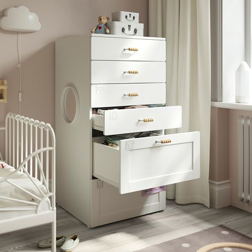 IKEA - PLATSA/SMASTAD, children's chest of drawers, white-frame, 60x55x123 cm