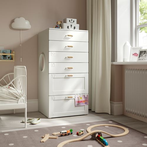 IKEA - PLATSA/SMASTAD, children's chest of drawers, white-frame, 60x55x123 cm