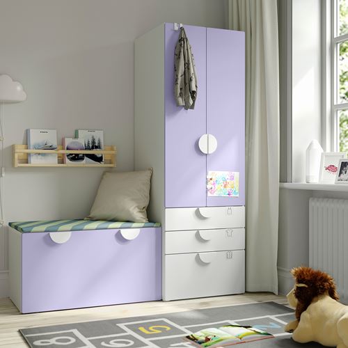 IKEA - PLATSA/SMASTAD, children wardrobe combination, white-lilac, 150x57x181 cm