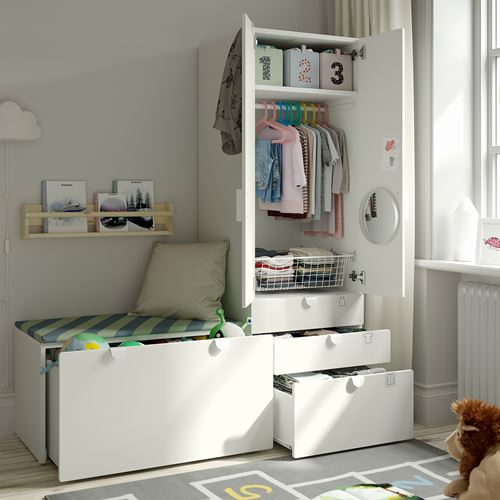 IKEA - PLATSA/SMASTAD, children wardrobe combination, white-lilac, 150x57x181 cm