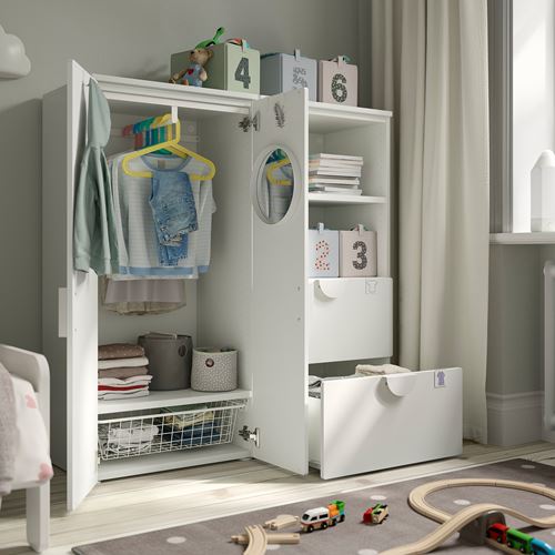 IKEA - PLATSA/SMASTAD, children wardrobe combination, white-blue, 120x42x123 cm